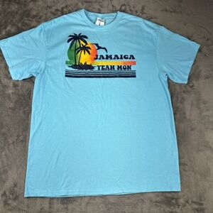 Jamaica Yeah Mon Tshirt L‎ Delta Tag Front Hit Blue